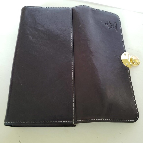 ALBERO Wallet Clutch Leather Black Solid Large Envelope Clasp High Quality Boho - Picture 7 of 10
